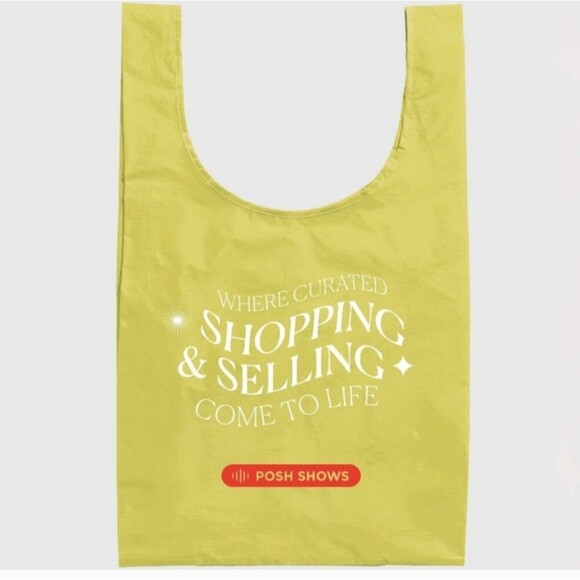 Vibrant Yellow Shopping Tote Bag POSHMARK swag Rare From Poshmark Y2k Baggu - Picture 1 of 15